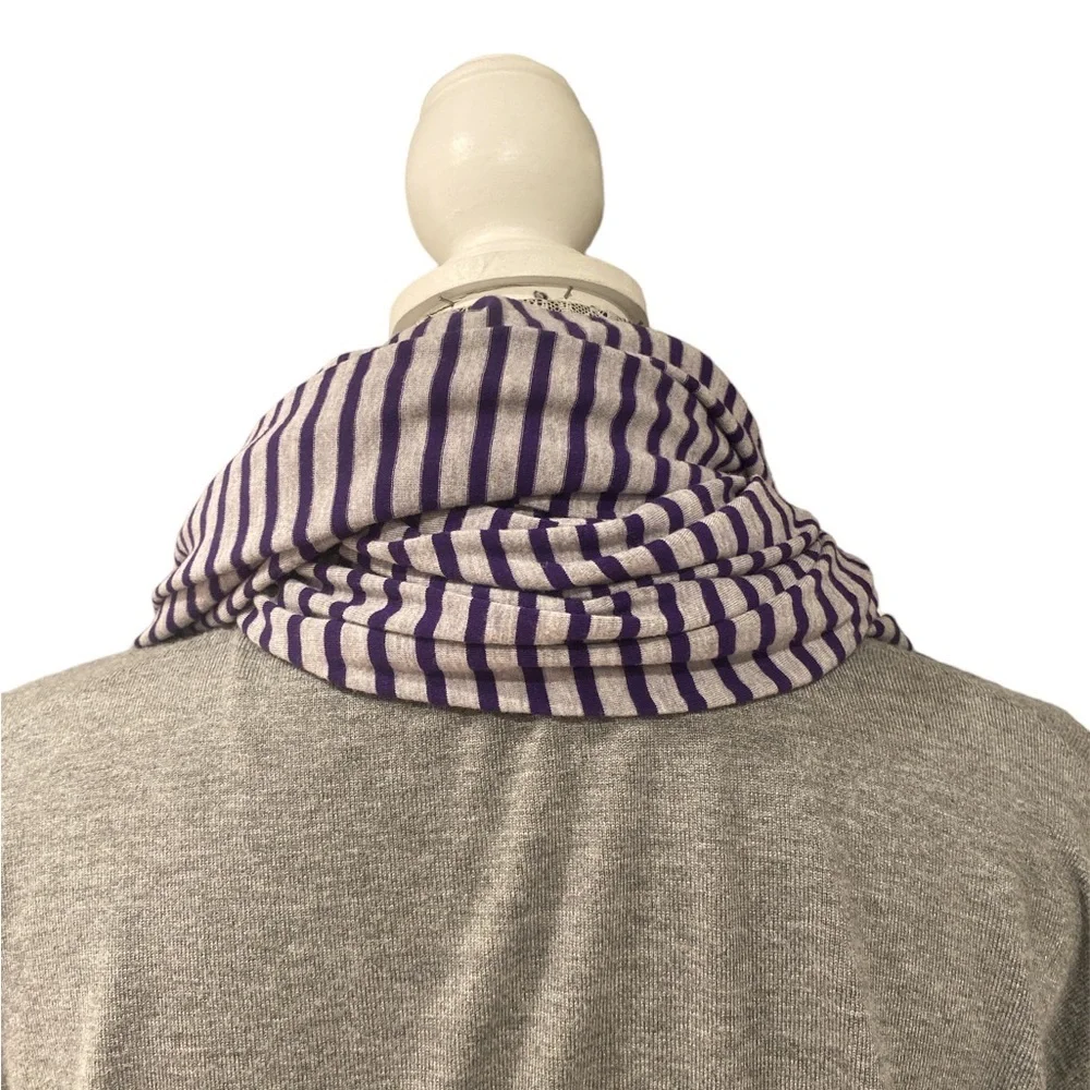 Calvin Klein Infinity Scarf | Purple + Gray | 95% Rayon + 5% Spandex